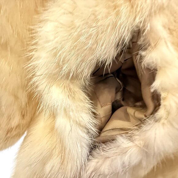 Vintage White Mink Fur Swing Jacket • Chevron Pelts • Women’s Large - Picture 13 of 15